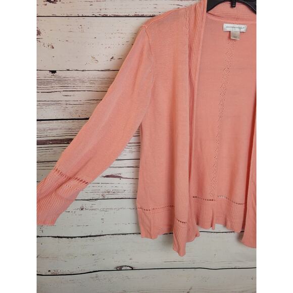 Christopher & Banks Pink Open Front Knit Cardigan Sweater Women's Size Large - Picture 6 of 8